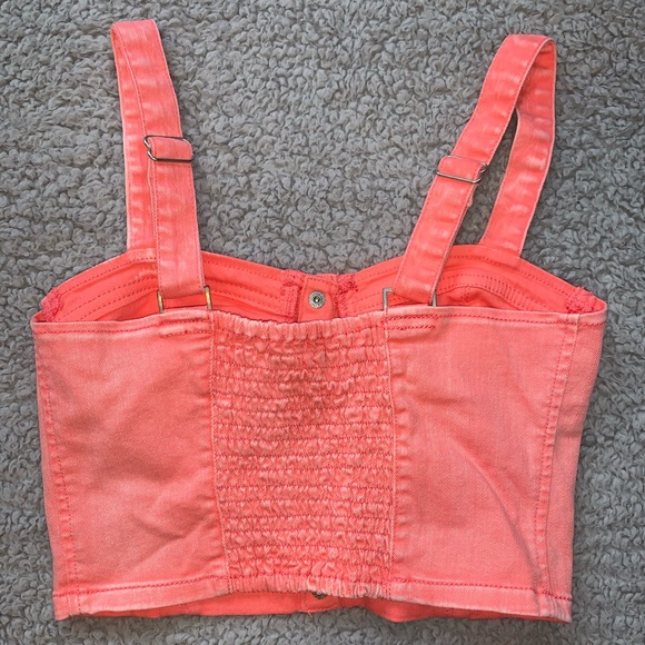 SOLD...Coral Forever 21 Bustier Crop Top - Picture 2 of 3